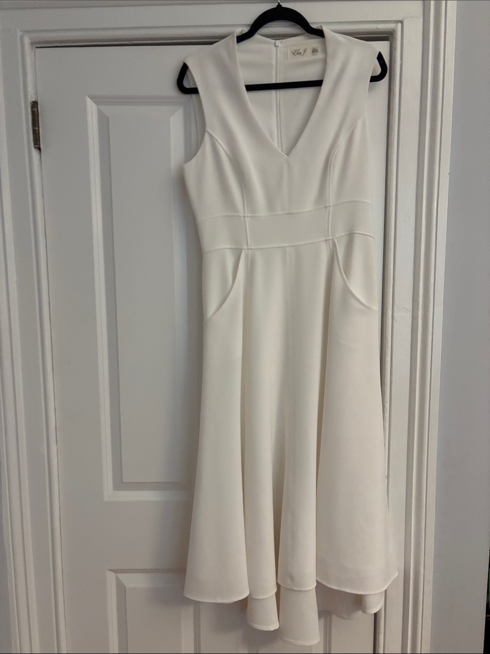 Eliza J Cream V-Neck Dress